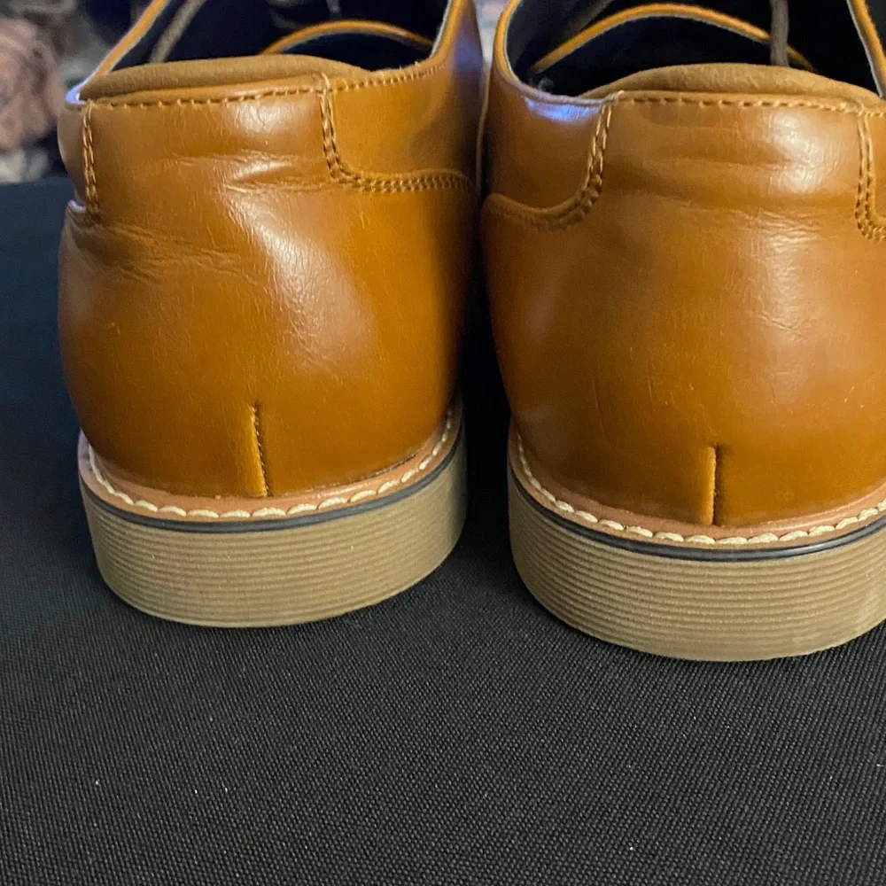Steve Madden Neptun MENS 11M Caramel Brown Faux Leather‎ Lace-up Oxfords EUC